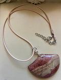 Crescent Moon Fan Style Red Jasper Pendant Necklace