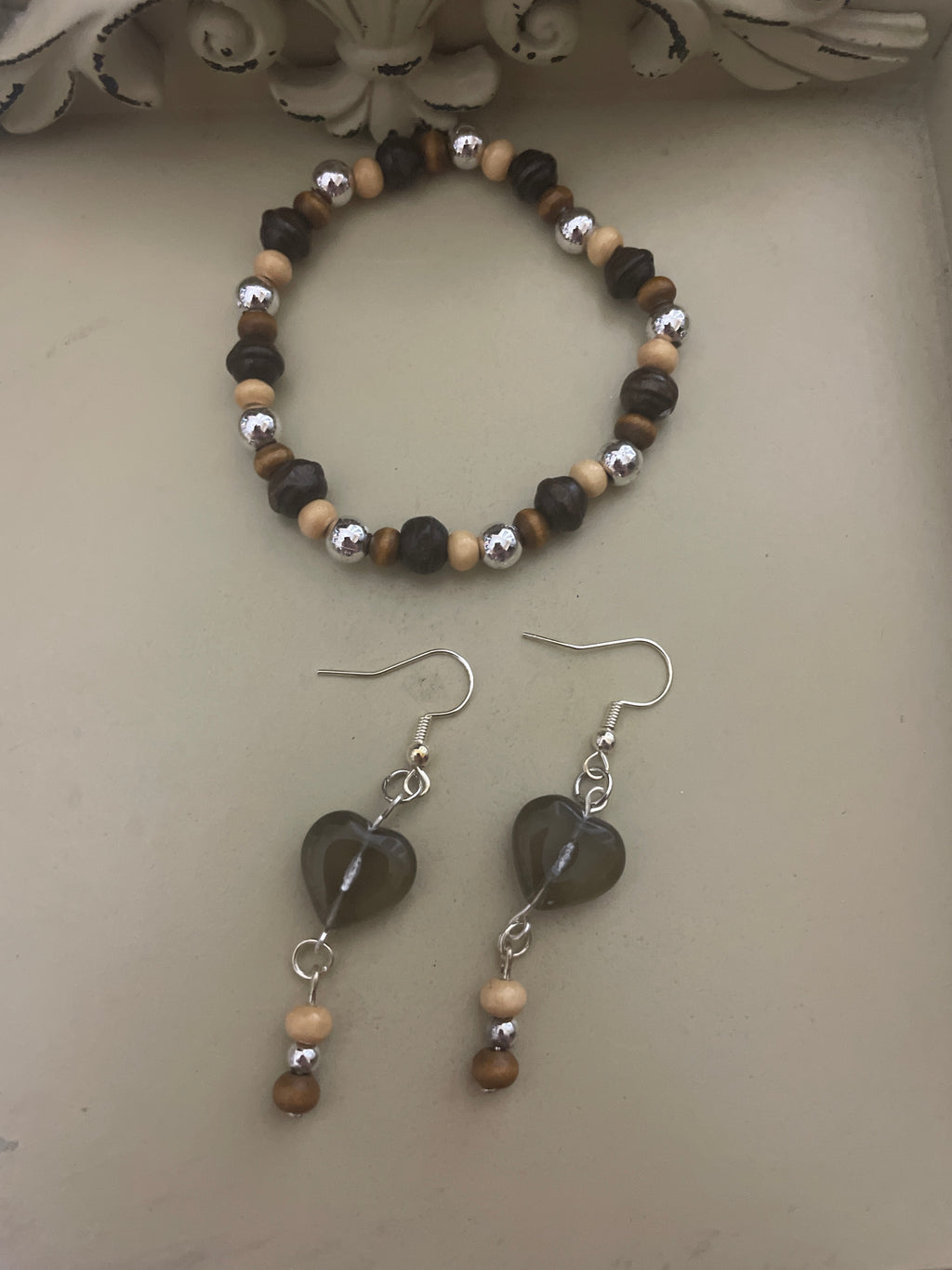 Smoky Quartz Heart Drop Set