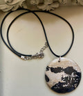 Black/Tan Dendritic Agate Oval Pendant Necklace