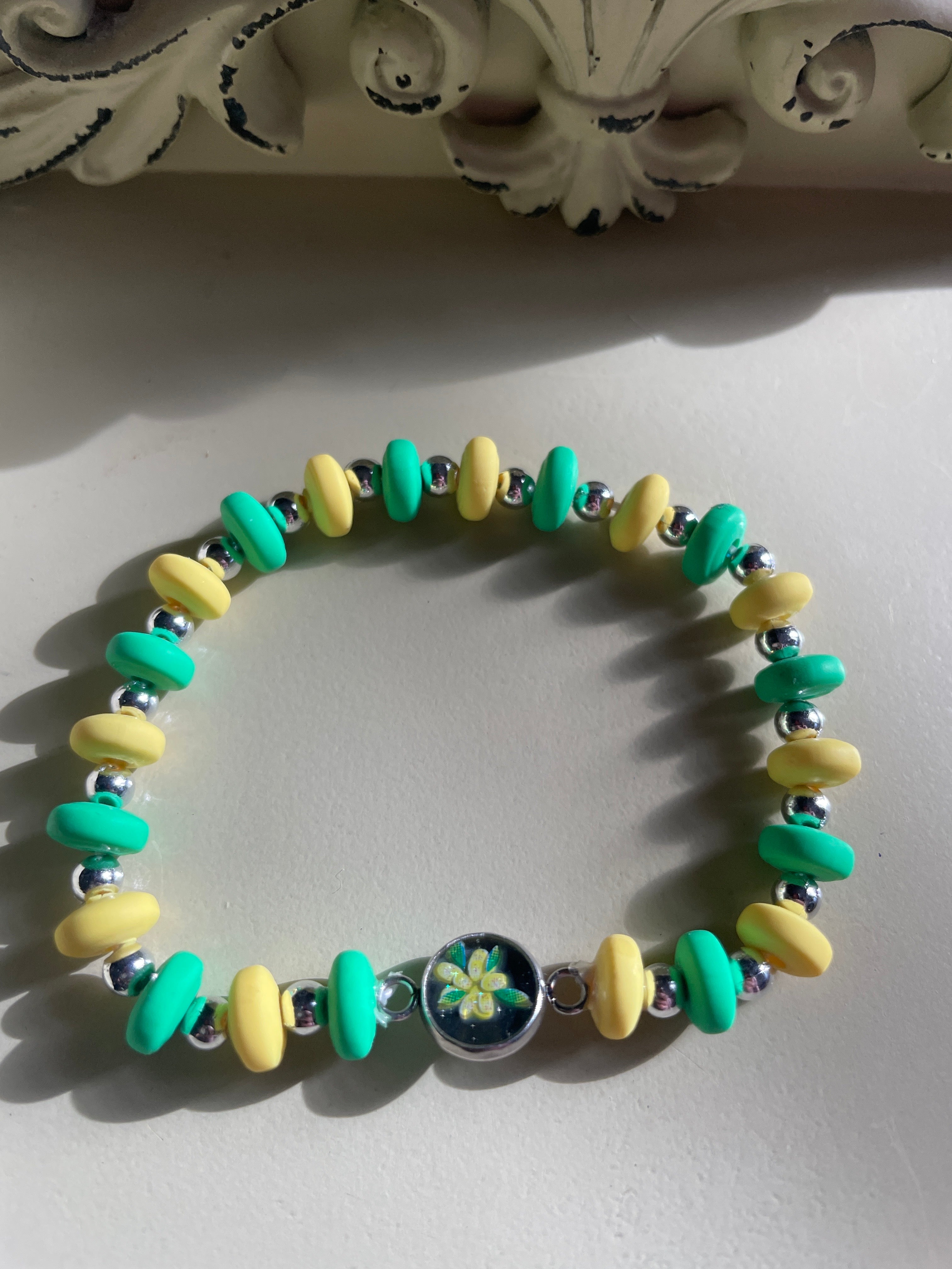 Green & Yellow Flower Bracelet