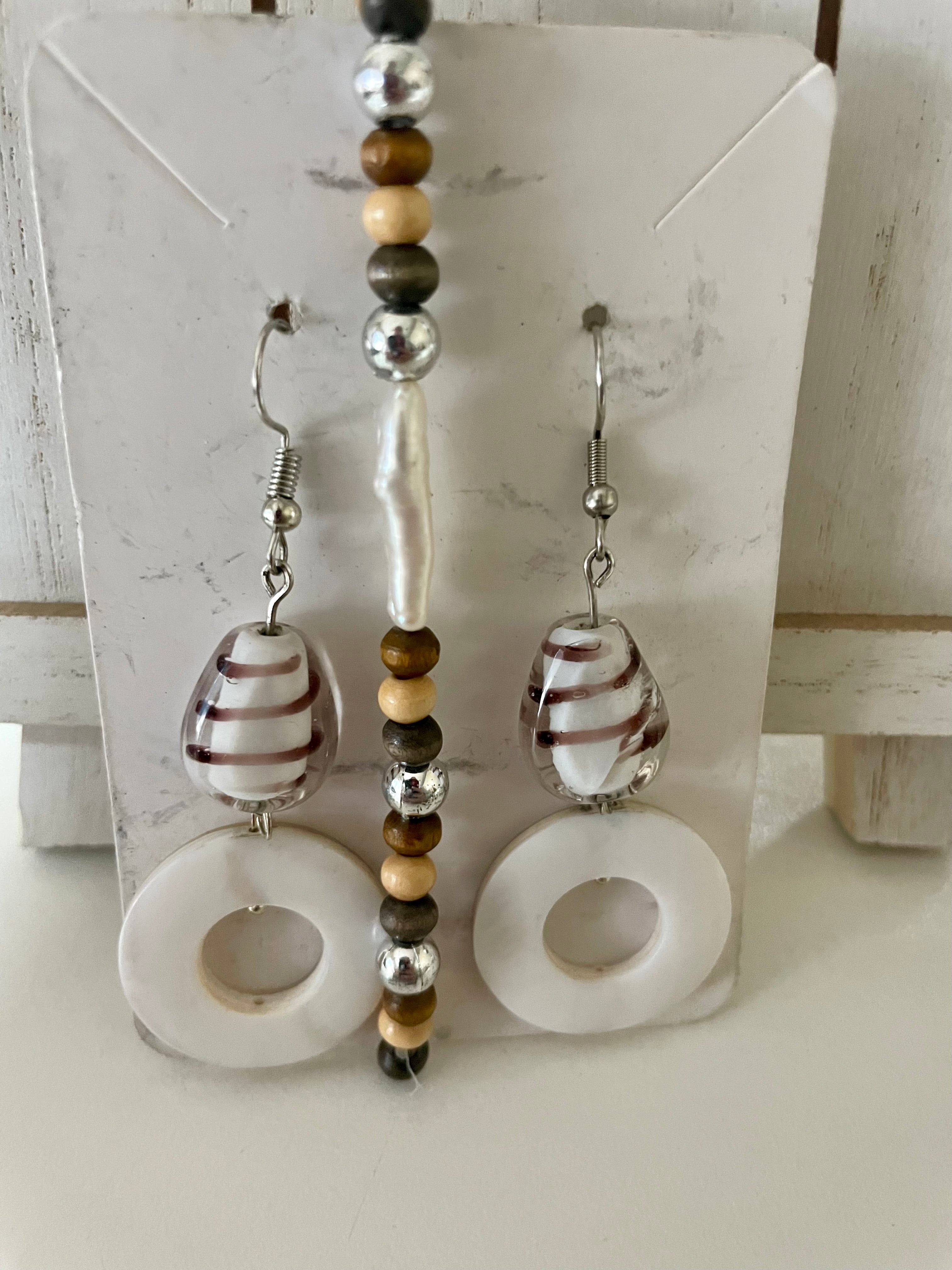 Bohemian Earthy Dangle Earring Bracelet Set