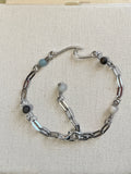 Silver Plated Paperclip Link Boho Bracelet w/ neutral Jasper colors