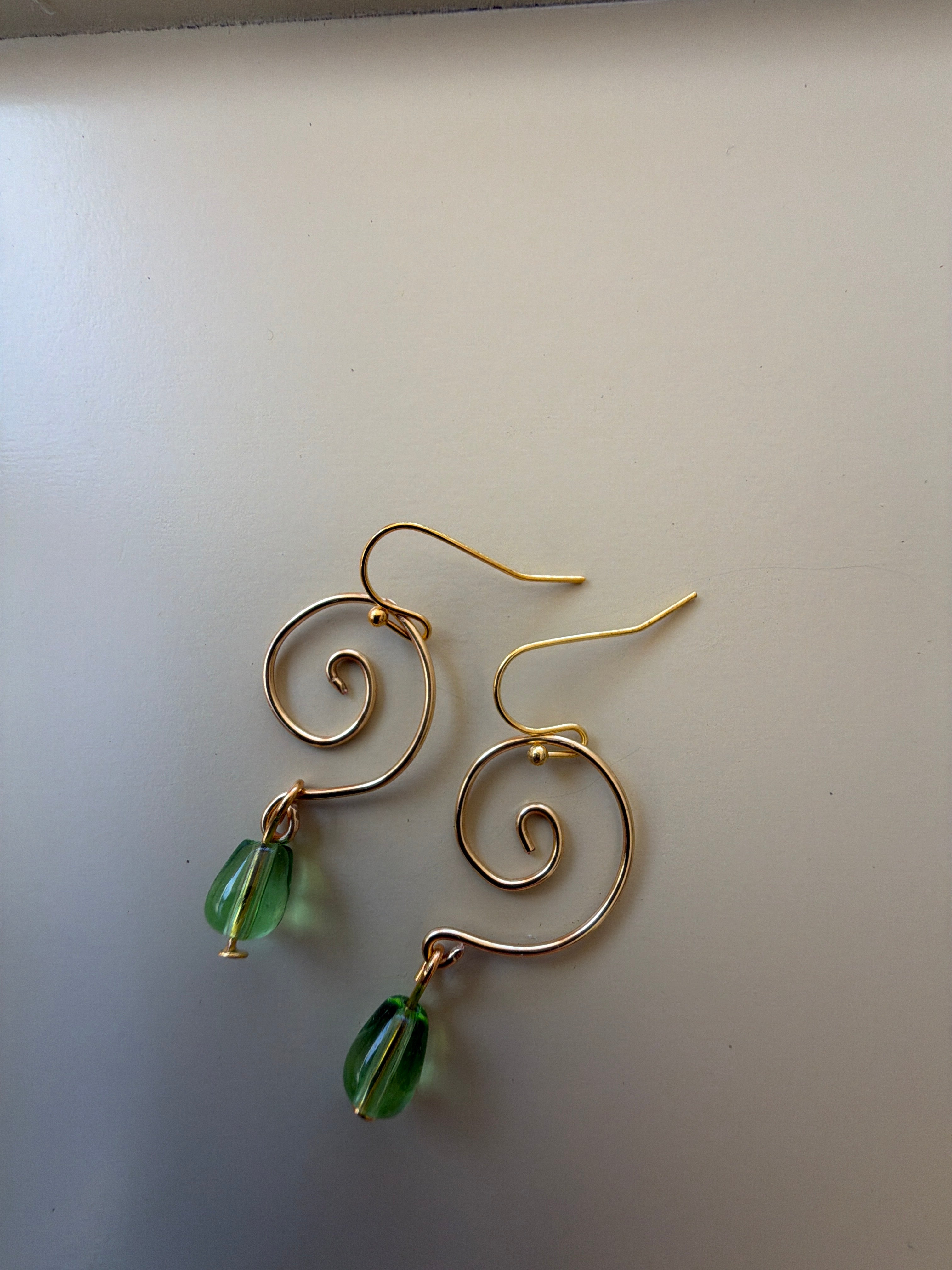 Golden Lime Peridot Swirl Earrings by Suzie with Sublime Designs