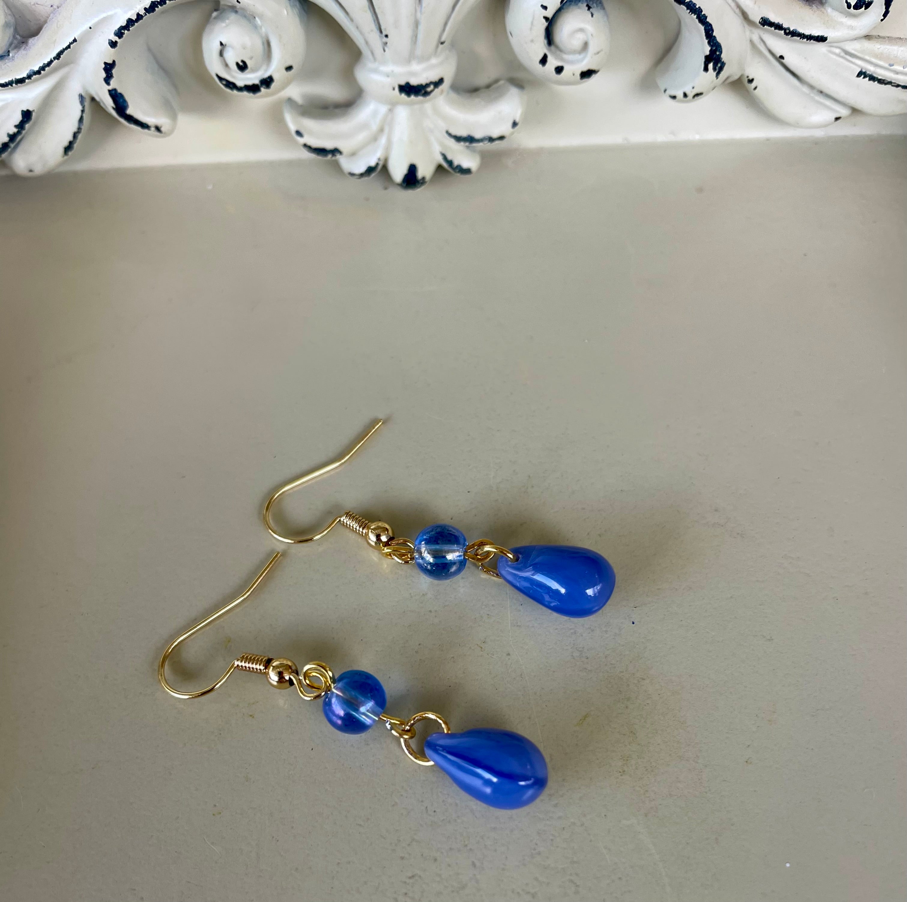 18K Gold Plated PVD Blue Ocean Sapphire Teardrop Fine Jewelry Set- Sublime Designs by Suzie