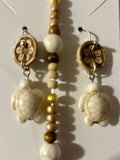 Off White Turtle Dangle Earrings/Bracelet
