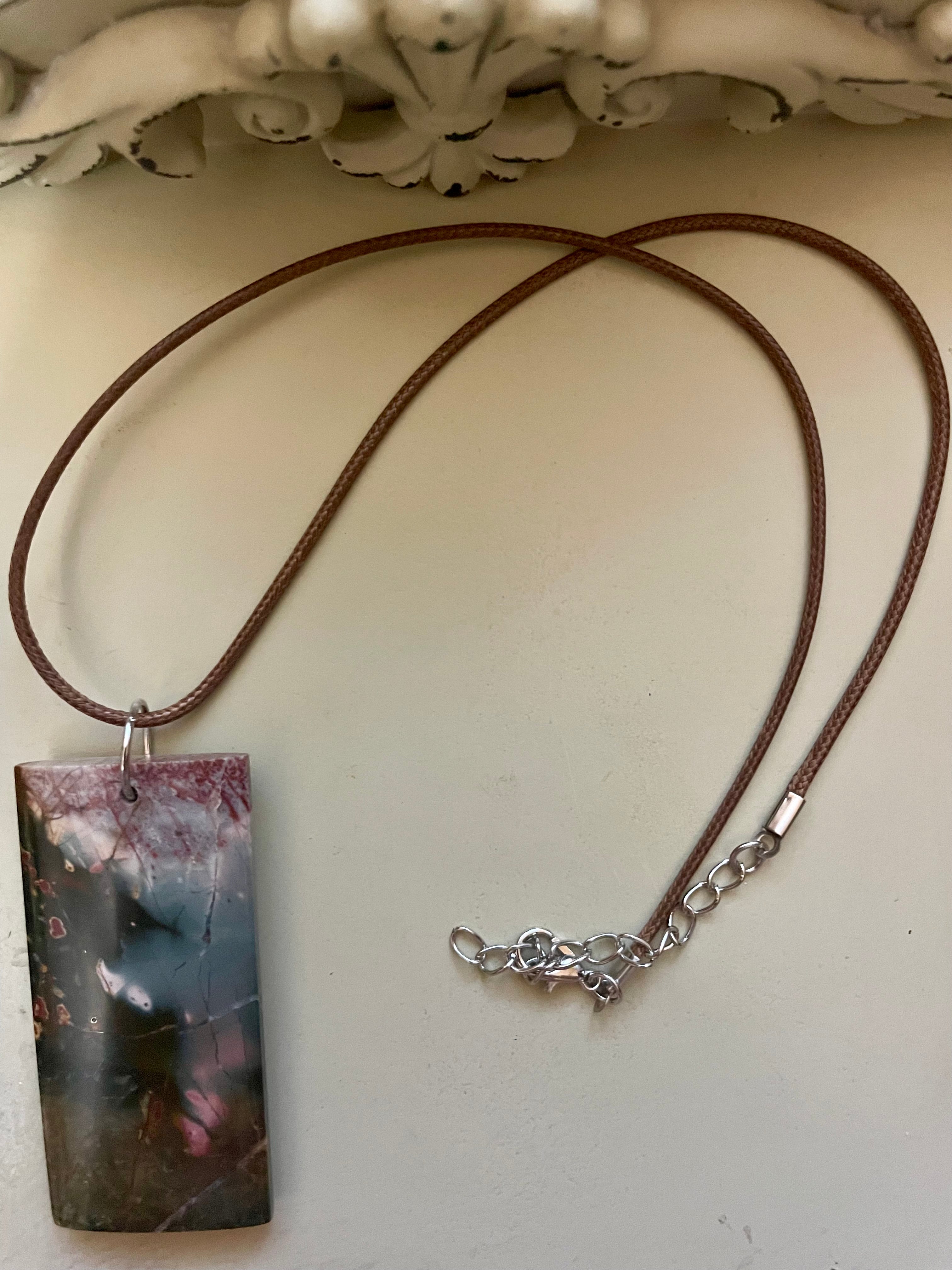 Black Moss Agate Pendant Necklace