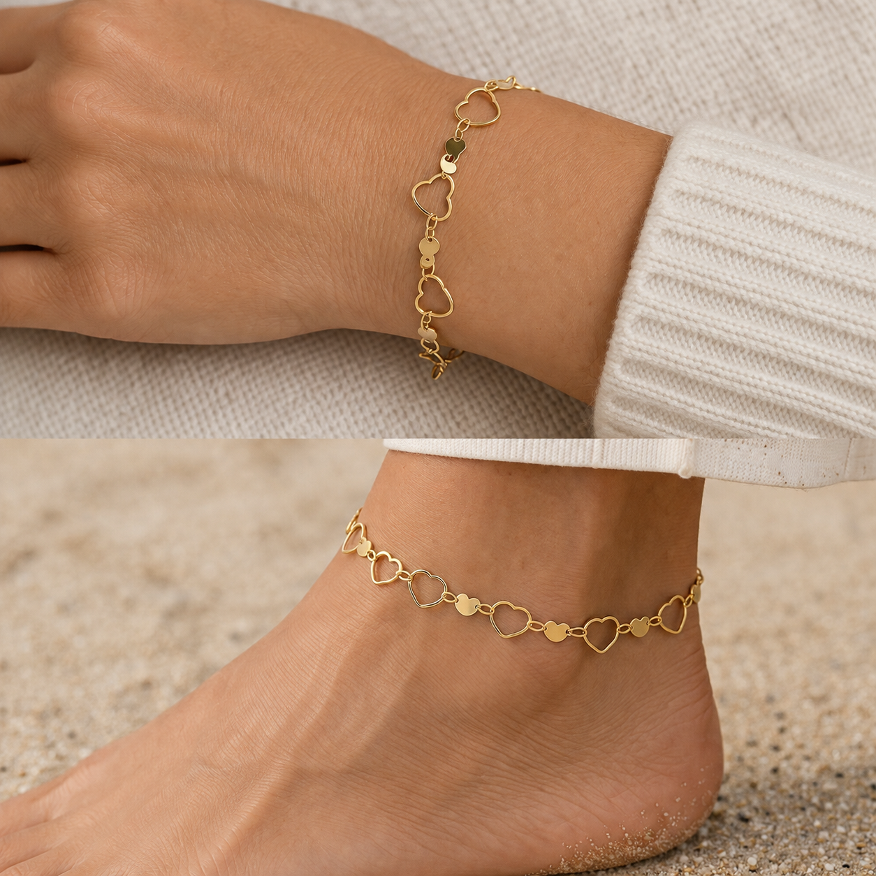 Heart Branklet- Waterproof & Tarnish Free Interchangeable Jewelry- Gold Plated over Stainless