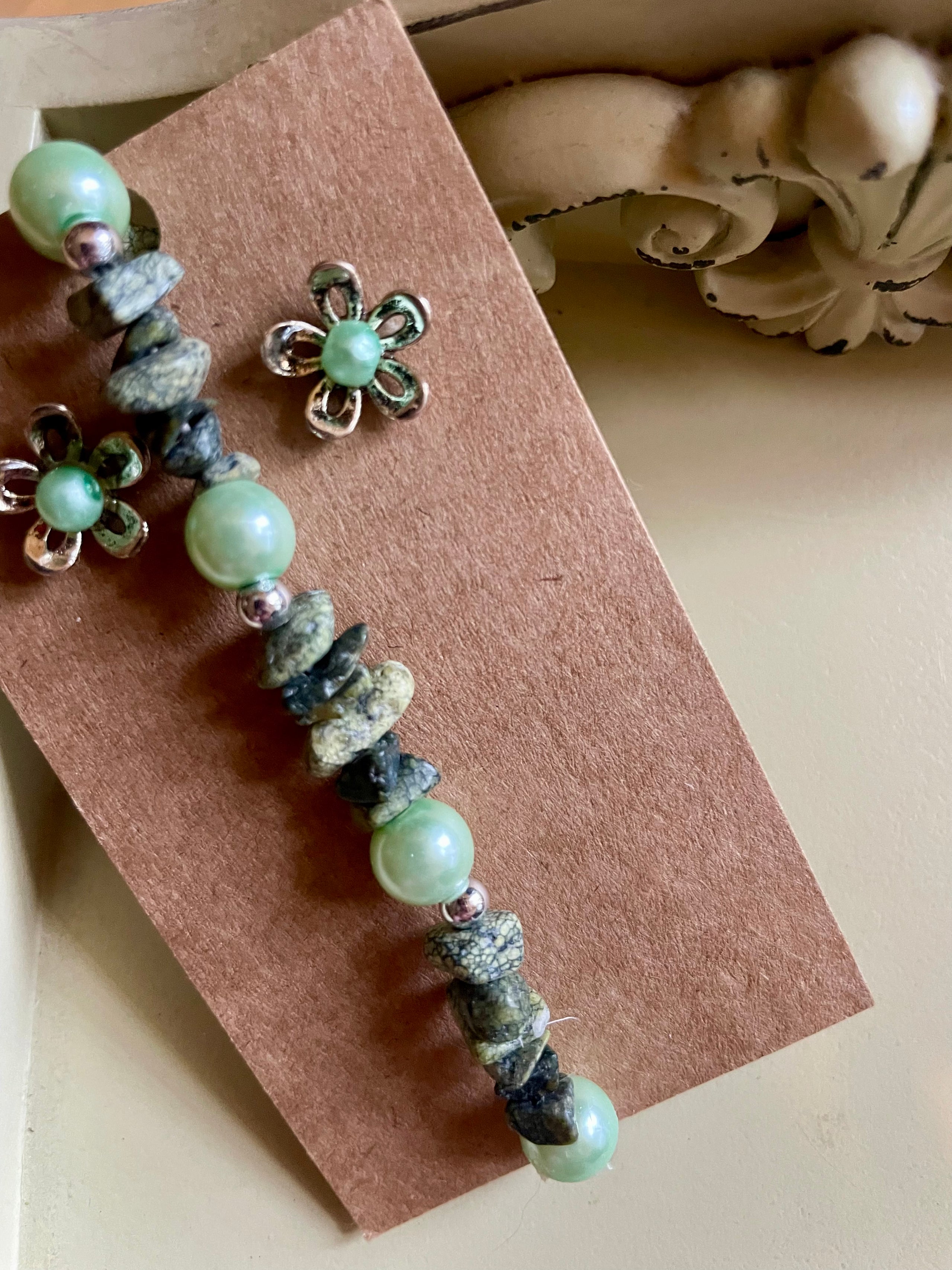 Mint Flower Stud Set