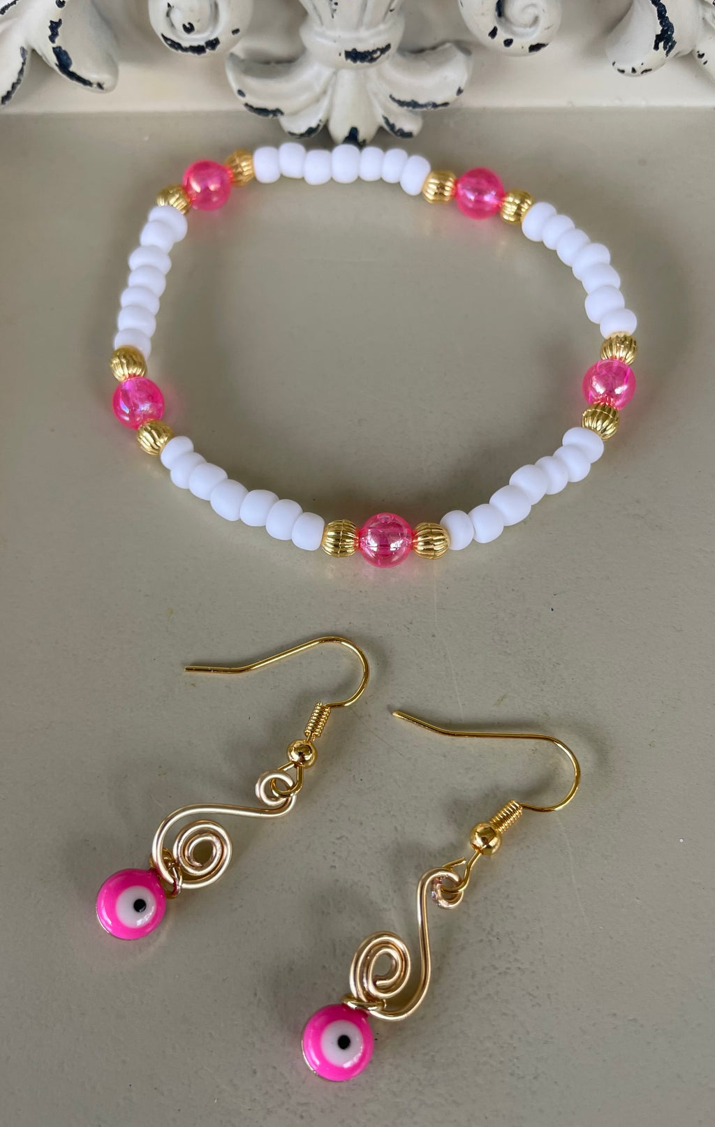 Pink Evil Eye Nazar 18K Gold Plated Fine Jewelry Set- Sublime Designs by Suzie
