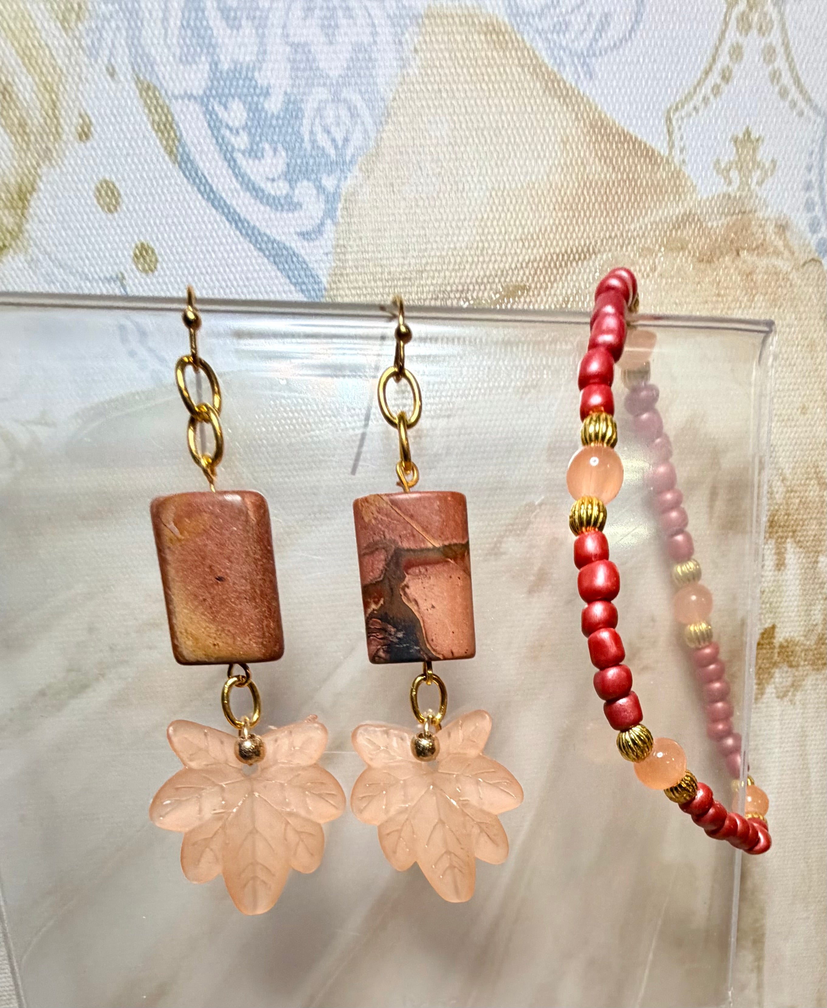 Rhondonite Natural Stone Maroon Color Jewelry Set Miss Match Designs (Copy)