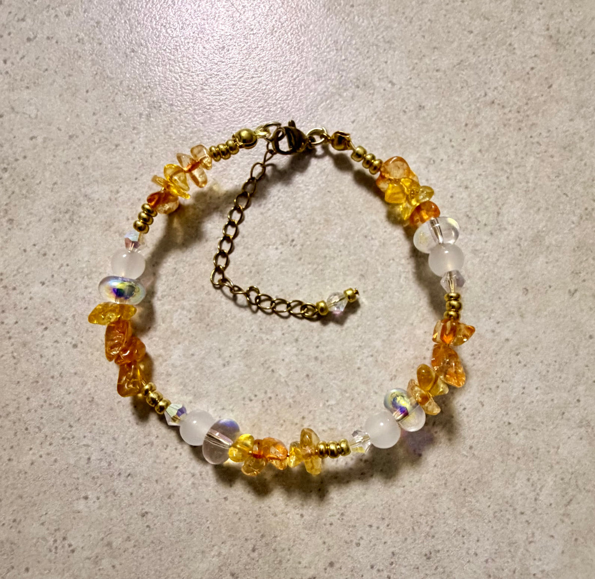 Gemini Zodiac Citrine Adjustable Bracelet with Crystal & Moonstone