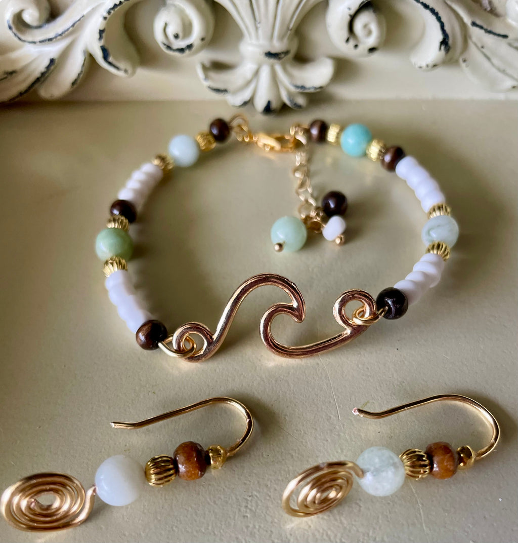 Golden Ocean Wave Gold Plated Jewelry Set