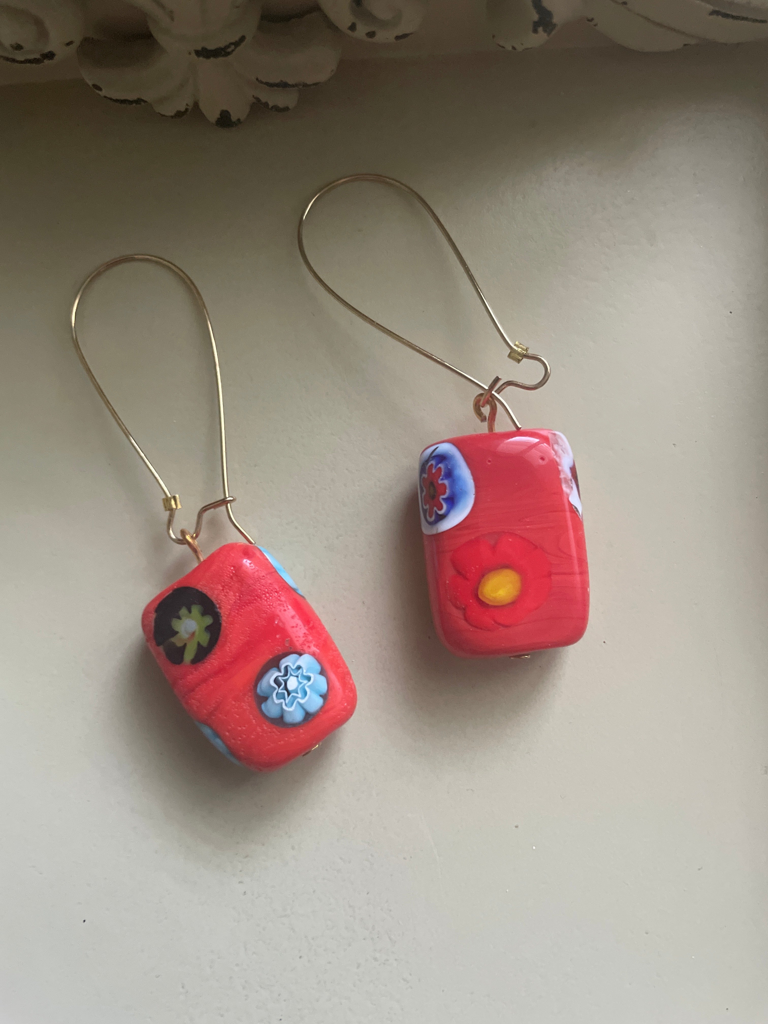 Millefiori Lampwork Glass Earrings
