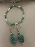 Green Marble Oval Drop Set