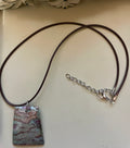 Earthy Landscape Picture Jasper Rectangular Pendant Necklace