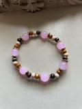 Pink Glass And Wooden Beaded Bracelet