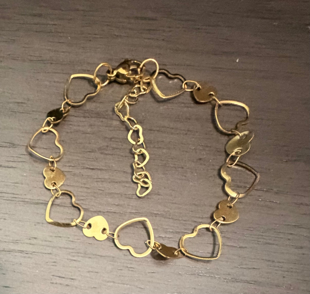 Heart Branklet- Waterproof & Tarnish Free Interchangeable Jewelry- Gold Plated over Stainless