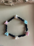 Pastel Flowers with Black Glass Seed Beads