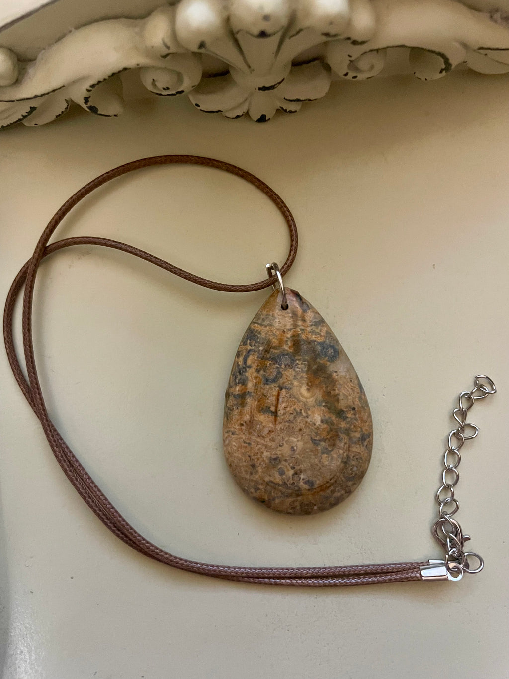 Earthy Picture Jasper Pendant Necklace