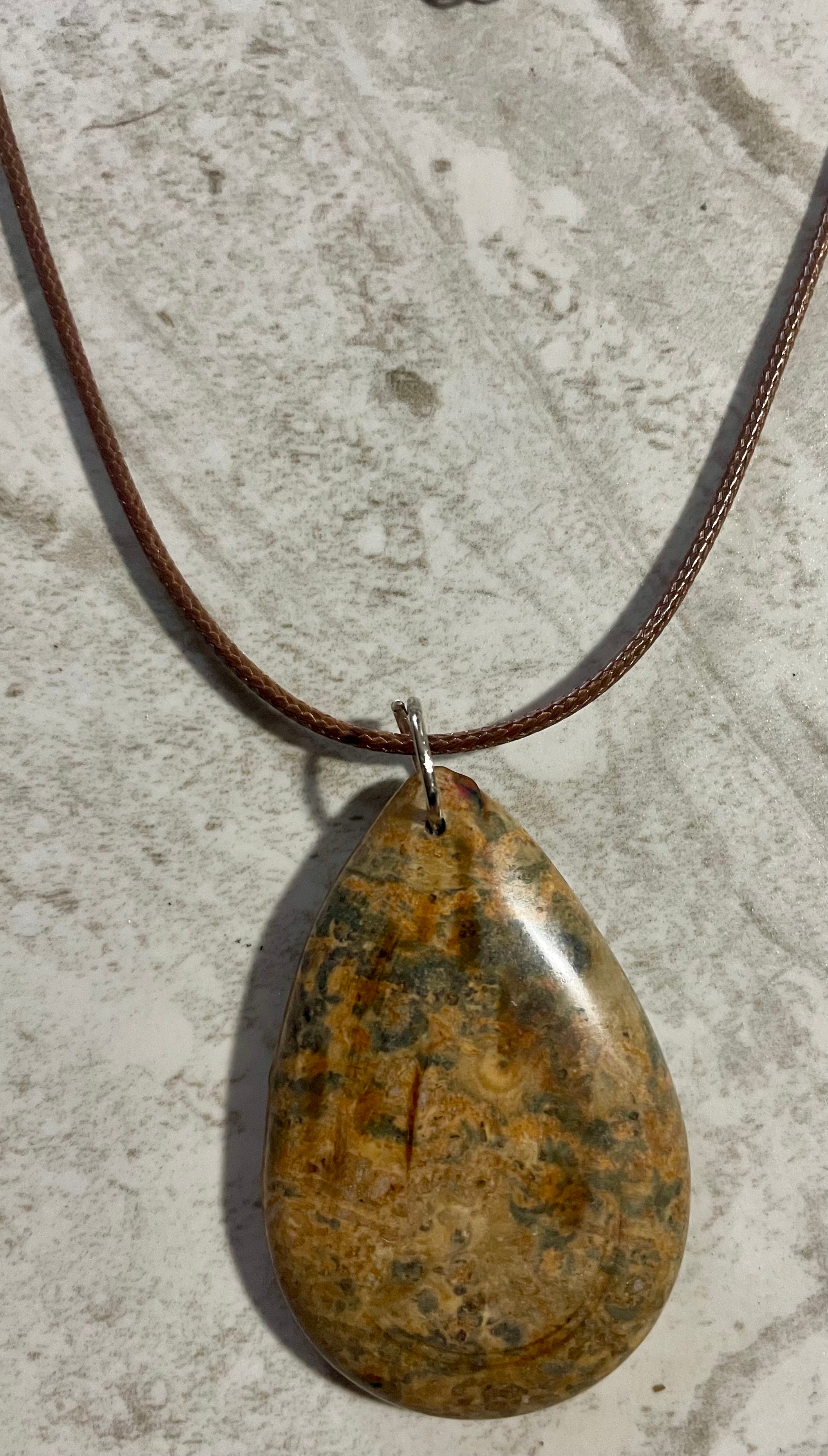 Unique Handcrafted Teardrop Gemstone Jasper Pendant Necklace
