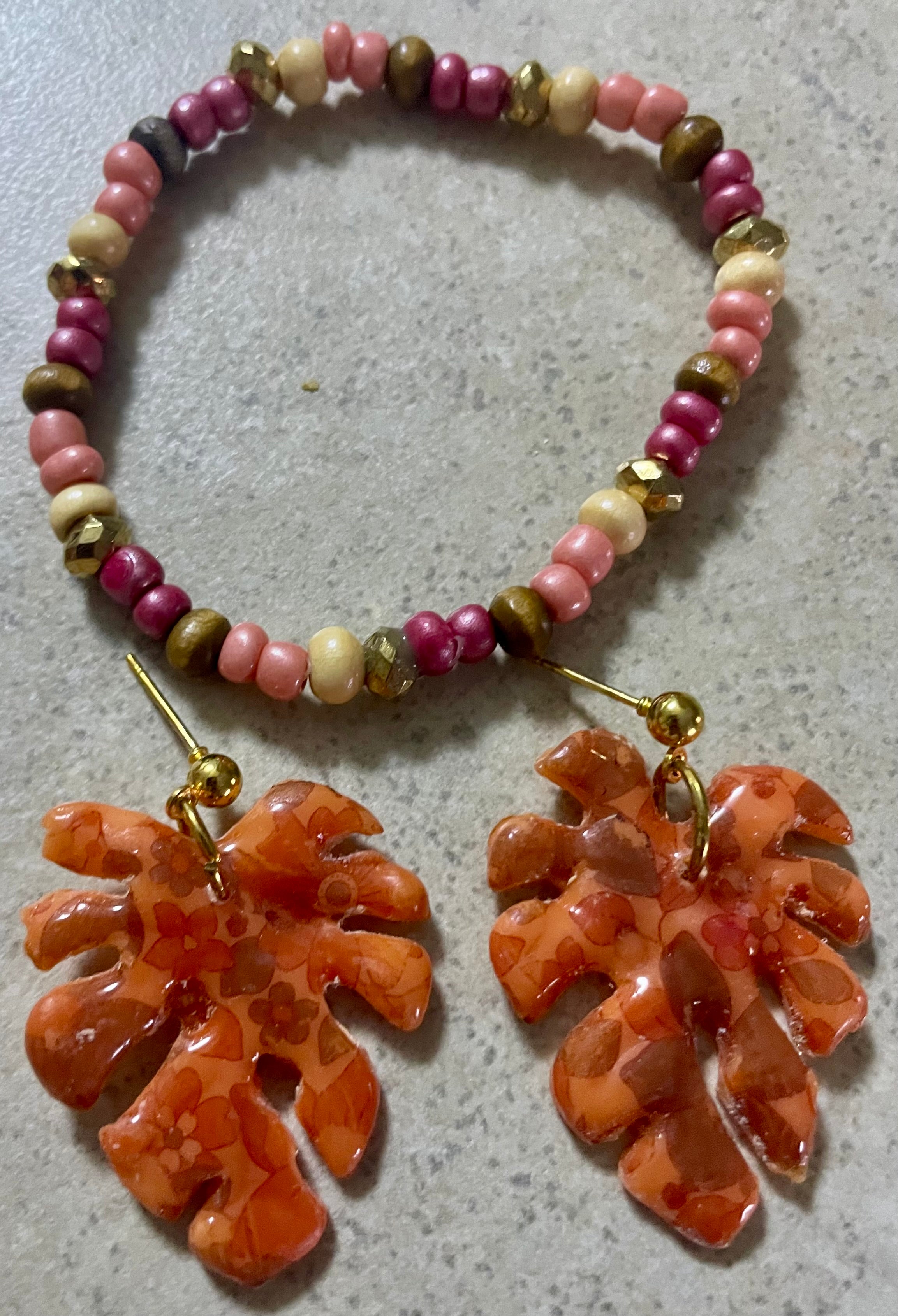 Boho Monstera Leaf Dangle Set