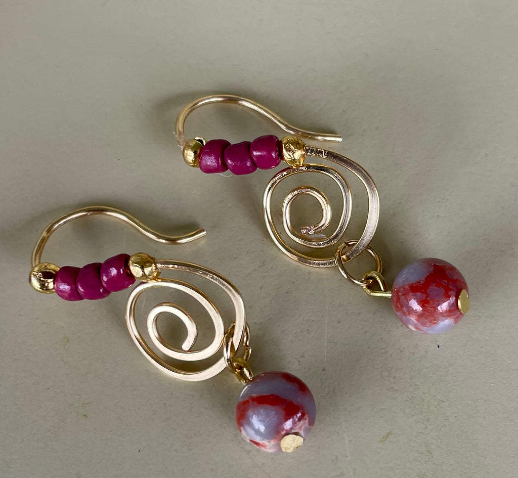 Berry Bloom 18K Gold Plated PVD Jasper Spiral Jewelry Set- Sublime Designs by Suzie
