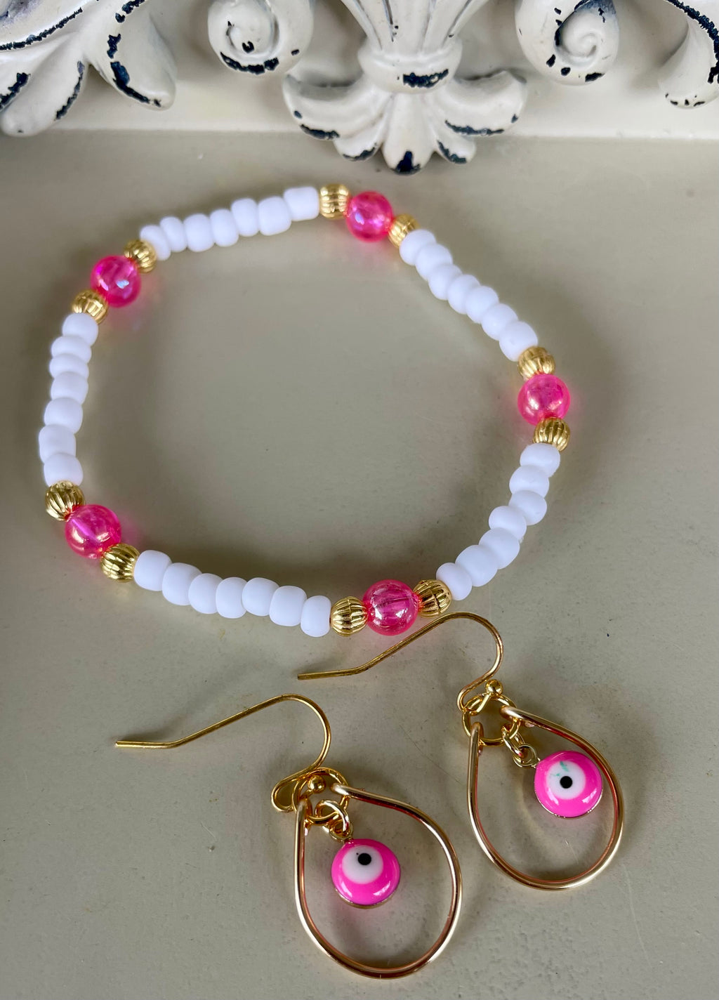 18K Gold Plated PVD Turquoise or Pink Evil Eye Nazar Protection Set- Sublime Designs by Suzie