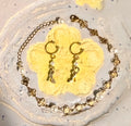 Dainty Gold Plated High Heel Pearl Ear Cuffs and Clover Flower Charm Bracelet/Anklet Set