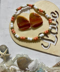 Handmade Peach Sunset Heart Jewelry Set – Summer or Fall Color Boho Collection