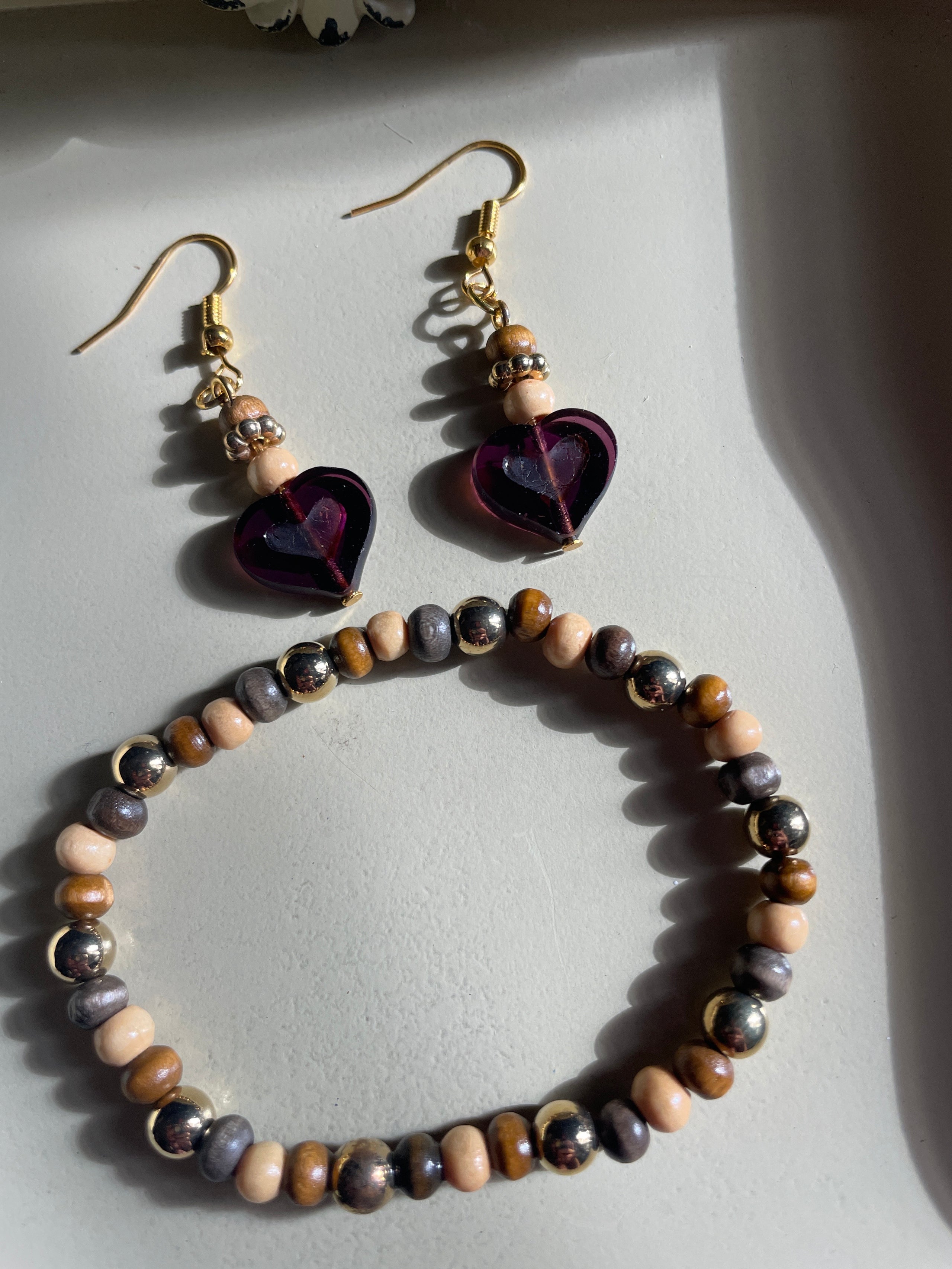 Brown Heart Drop Set