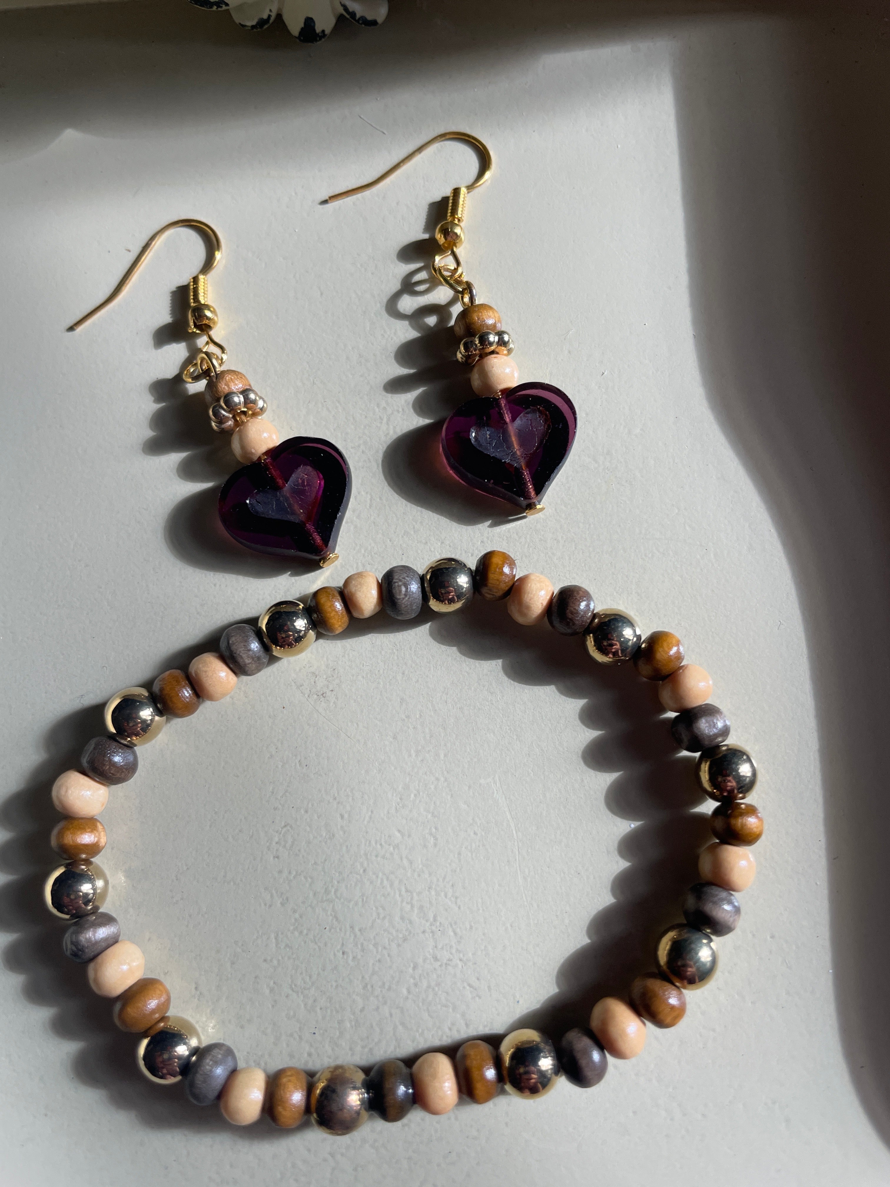 Brown Heart Drop Set