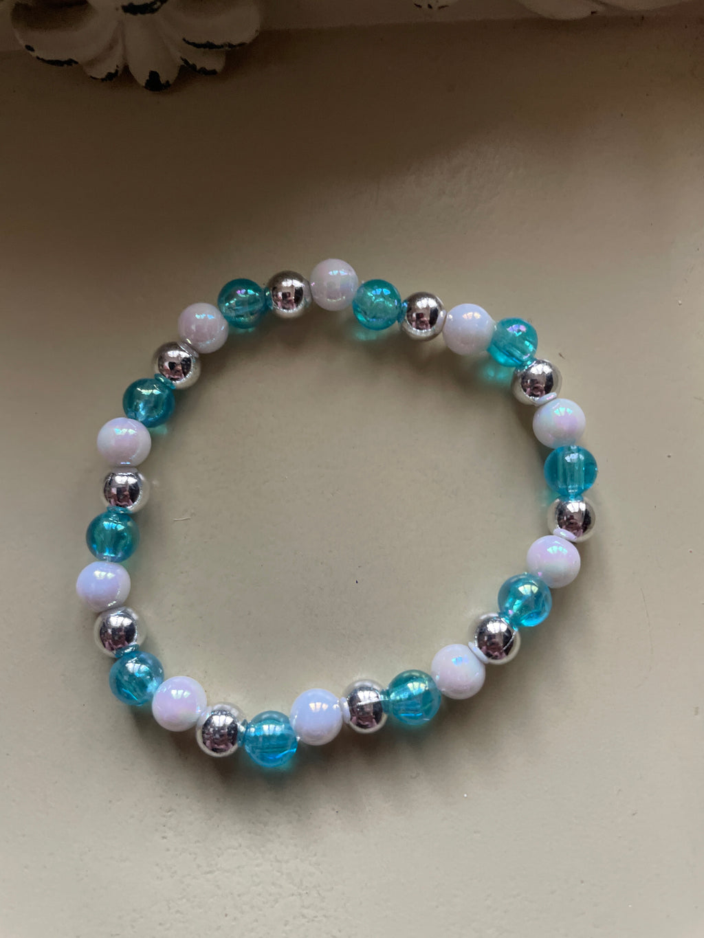 Teal and Silver Flower Drop Jewelry Set