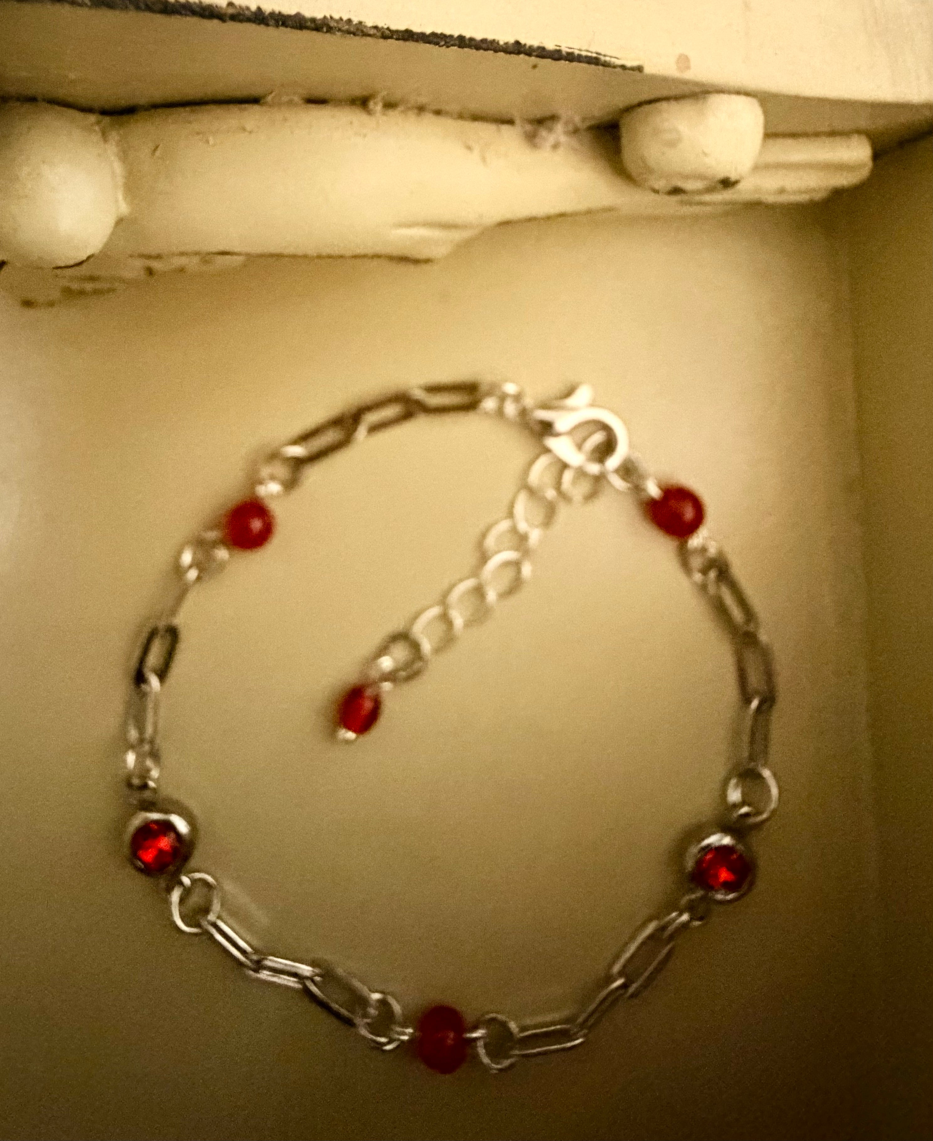 Elegant & Vibrant Ruby Red Rhinestone Crystal Set - Silver Paperclip Link Bracelet & Dangle Earrings Gift for Her by Suzie with Sublime Designs