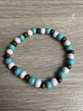 Teal Brown Beaded Bracelet