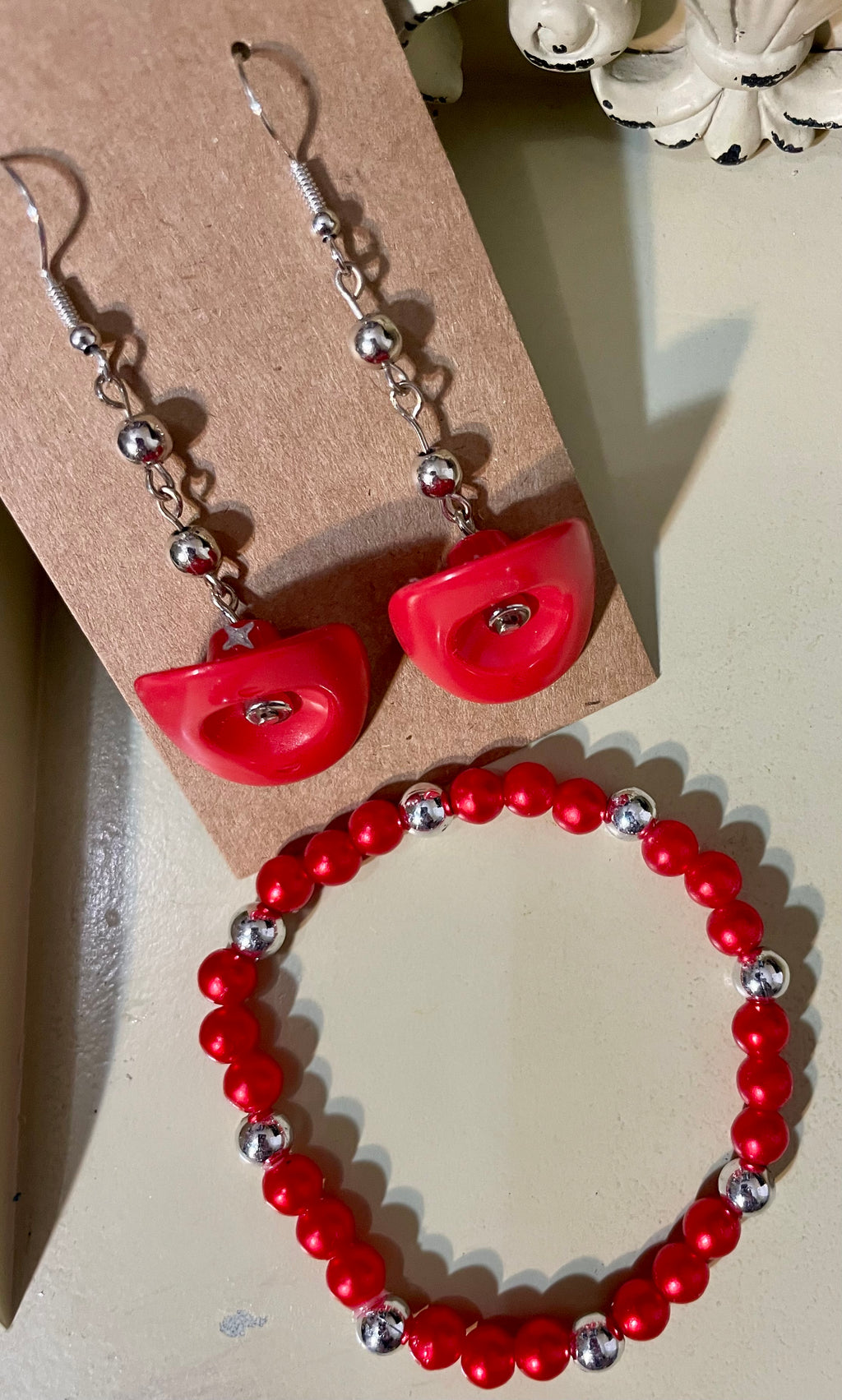 Cowboy Hat Earrings & Bracelet Jewelry Set