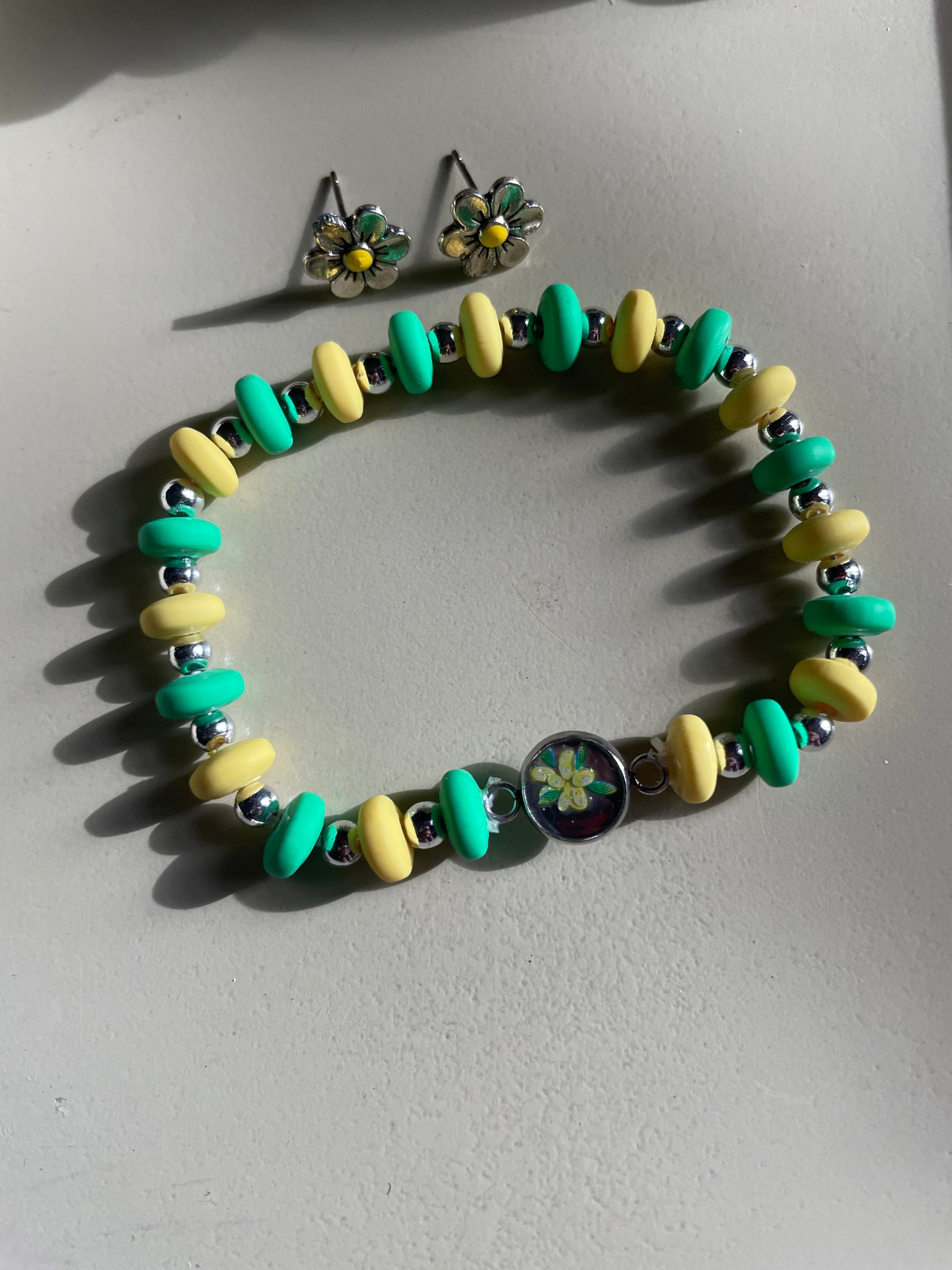 Yellow Stud Flower Earrings