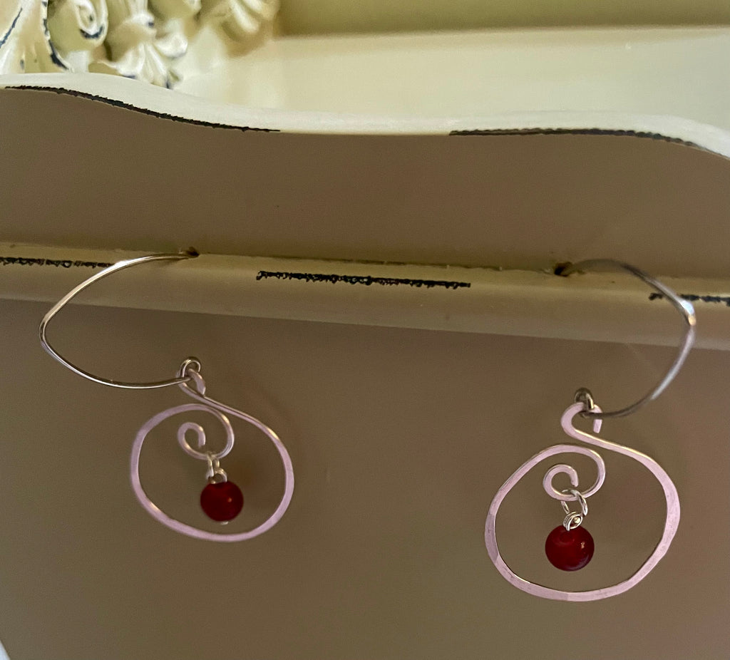 Cherry Bomb Stainless Jewelry Set- Red Beaded Bomb Earrings & matching Red, White Silver Bracelet by Suzie with Sublime Designs