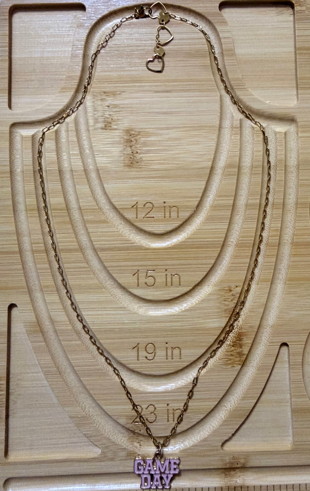 Gold Plated Game Day Pendant Necklace | Pink Paperclip Link