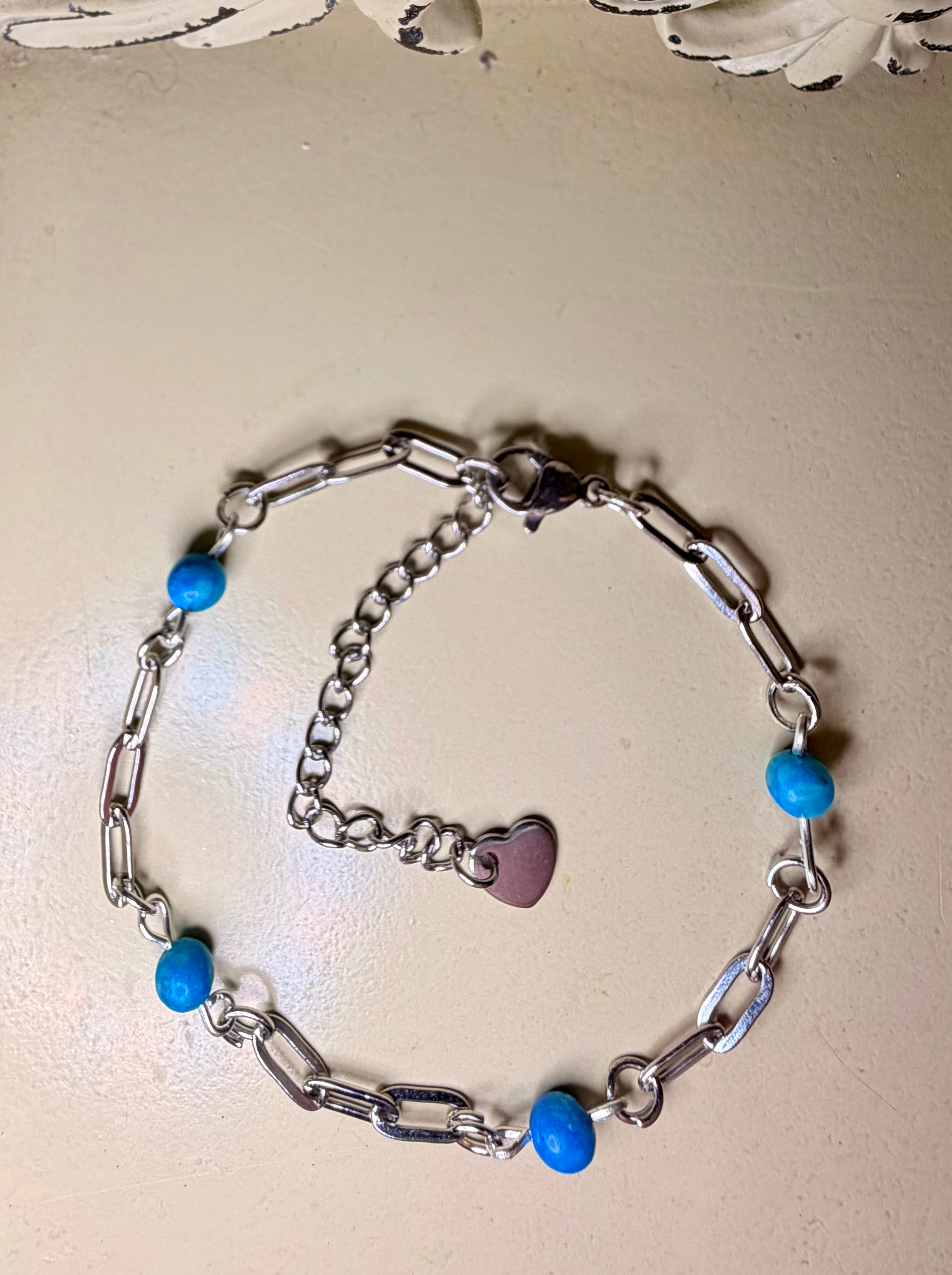Aqua Lagoon Teal Blue Paperclip Bracelet by Suzie with Sublime Designs