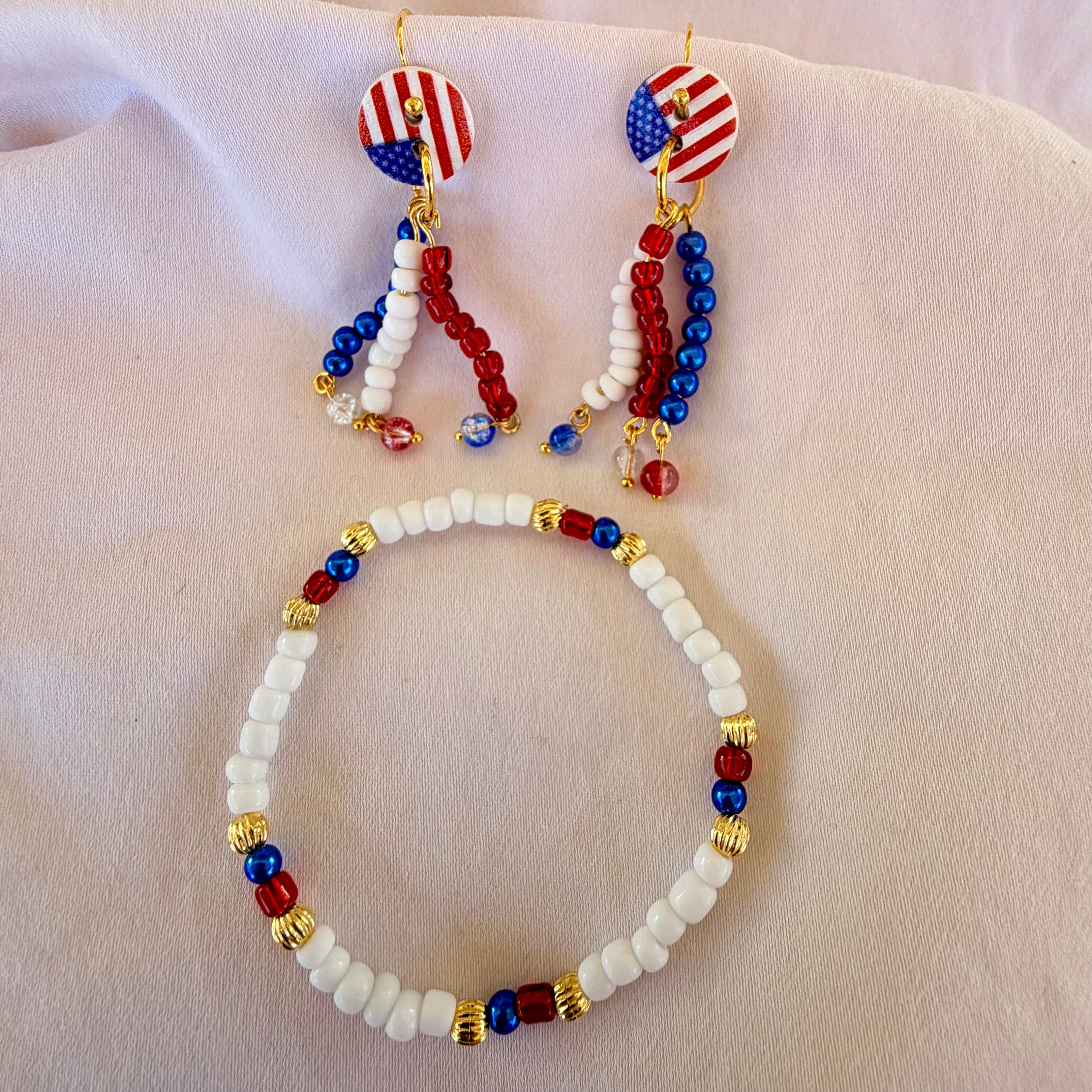 4th of July Independence Day Patriotic Red White Blue Beaded Jewelry Set by SublimeDesignsBySuzie in Ormond Beach