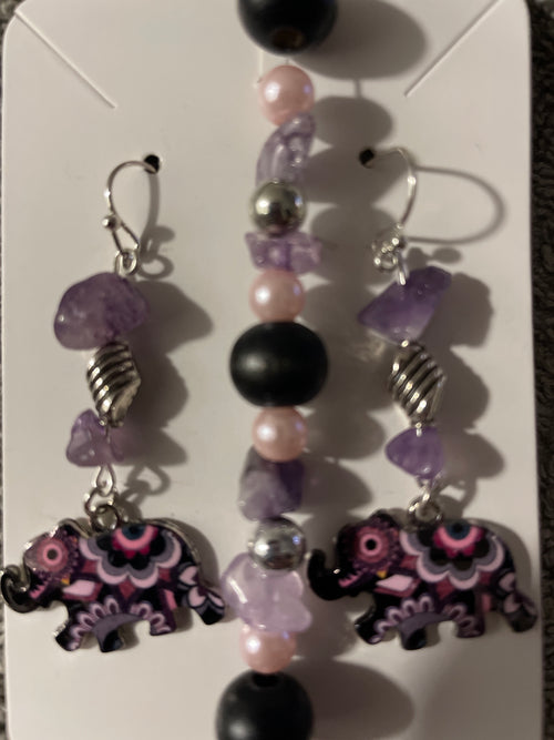 Abstract Elephant Jewelry Set