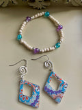Psychedelic Floral Drop Jewelry Set