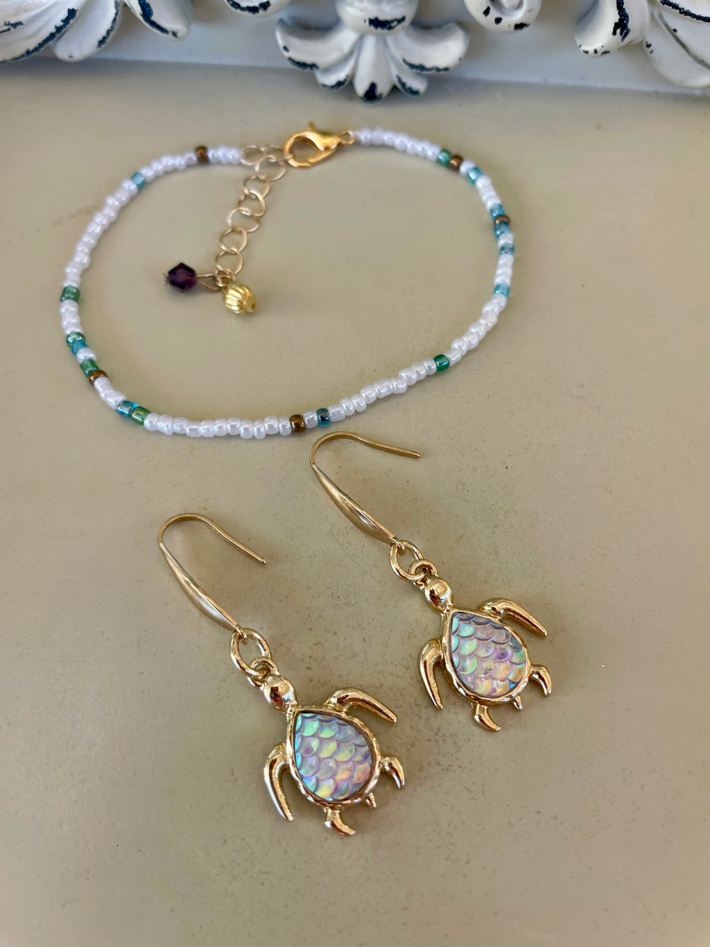 Iridescent Sea Turtle Abalone Jewelry Set by Sublime Designs by Suzie