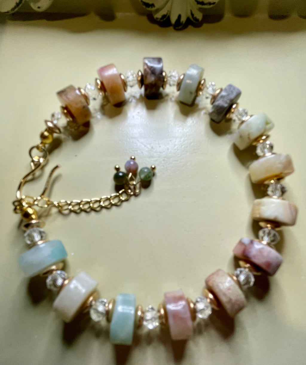 Genuine Amazonite Gemstone Anklet – Luxury Healing Crystal Ankle Bracelet 18k GP