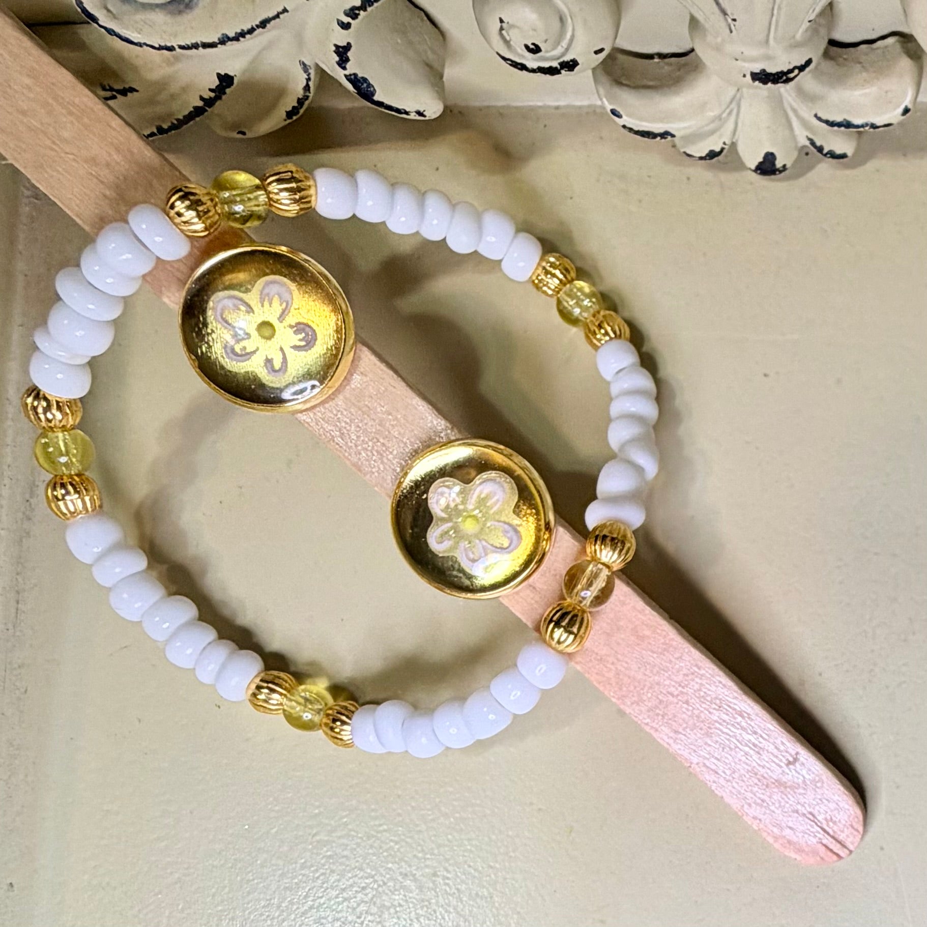 Golden Daisy Glow 18K Gold Plated Stud Earring Jewelry Set with Bracelet- SublimeDesignsBySuzie