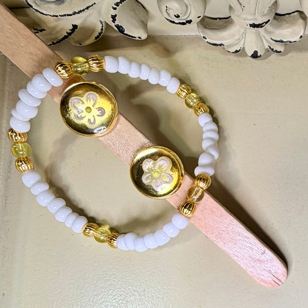 Golden Daisy Glow 18K Gold Plated Stud Earring Jewelry Set with Bracelet- SublimeDesignsBySuzie