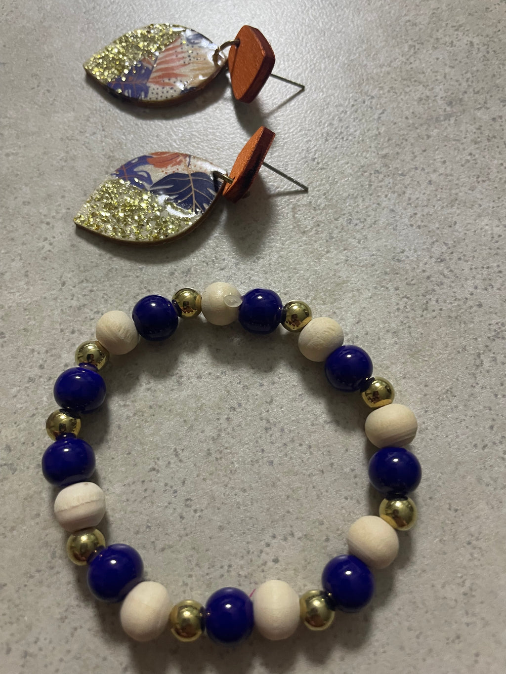 Deep Plum & Gold Teardrop Floral Jewelry Set
