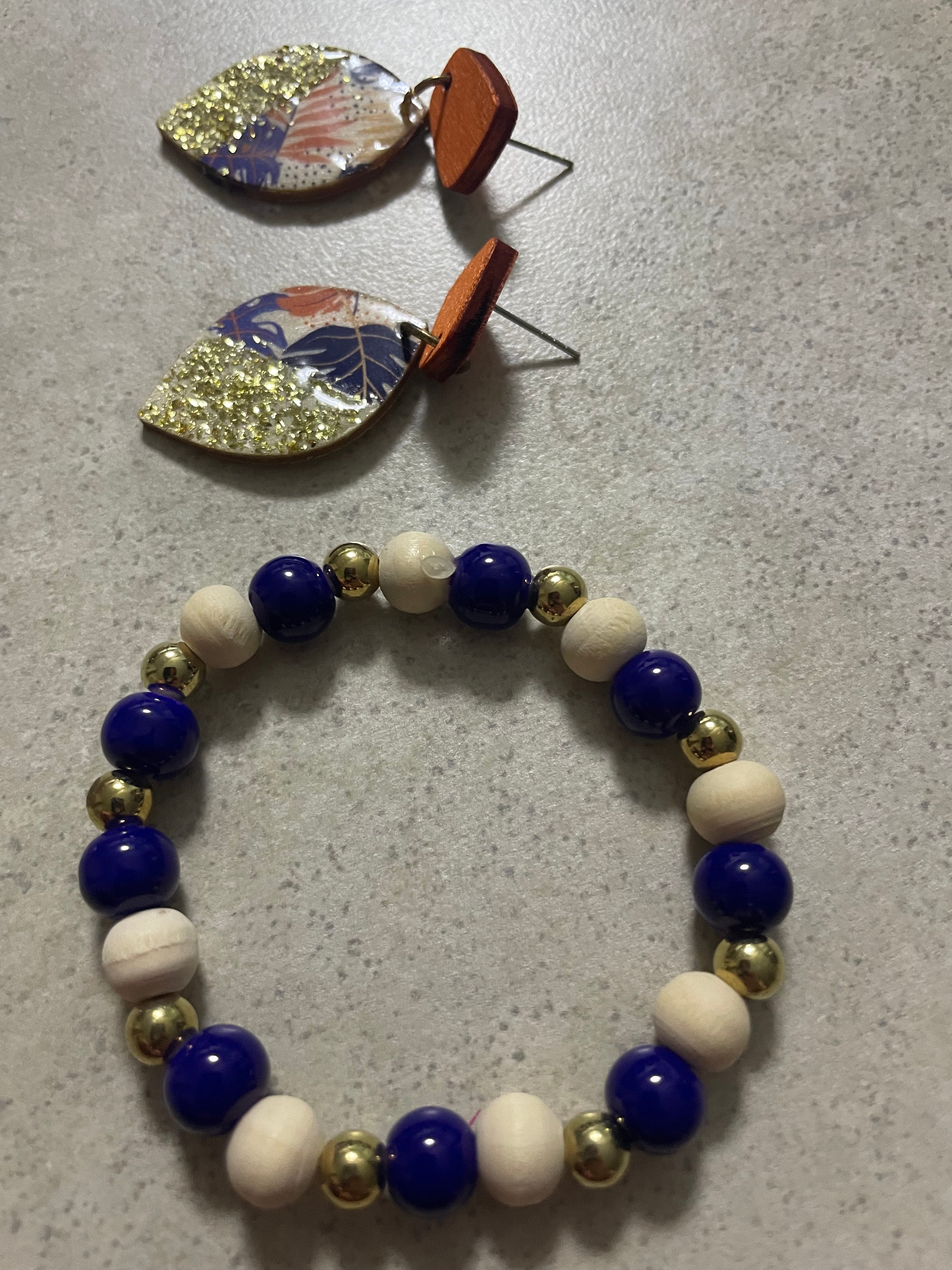Deep Plum & Gold Teardrop Floral Jewelry Set