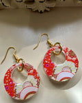 Coral Paisley Flower Earrings