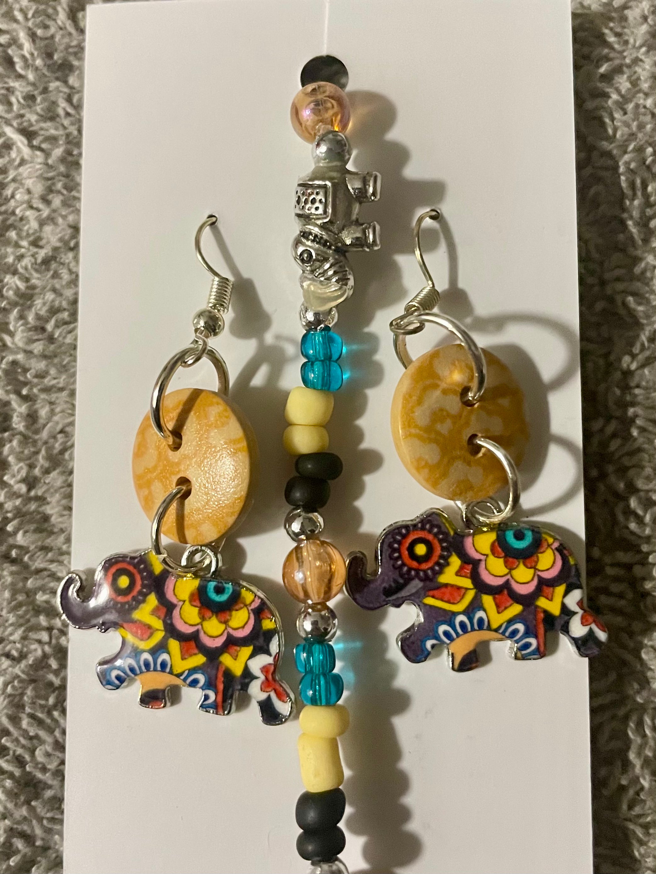 Elephant Abstract Dangle Jewelry Set